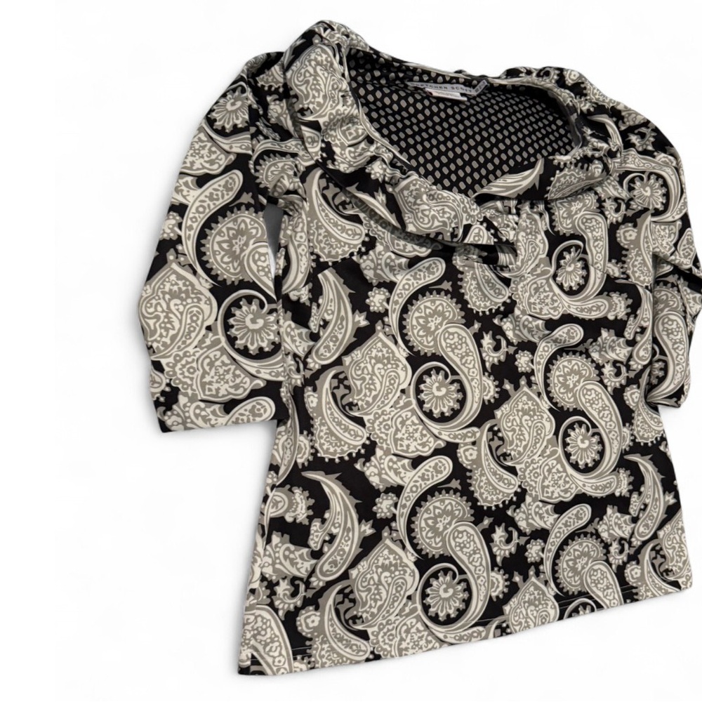 Gretchen Scott Designs Black and Cream Paisley Blouse